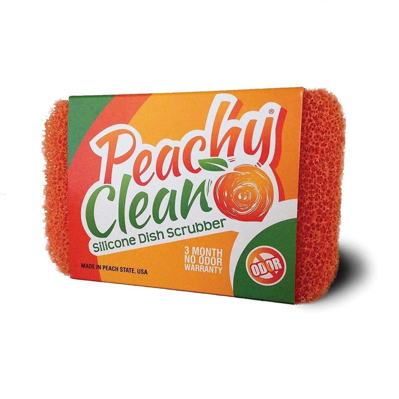 Peachy Clean Silicone Kitchen Dish Scrubber - Peach Scented Scrubbing Sponge